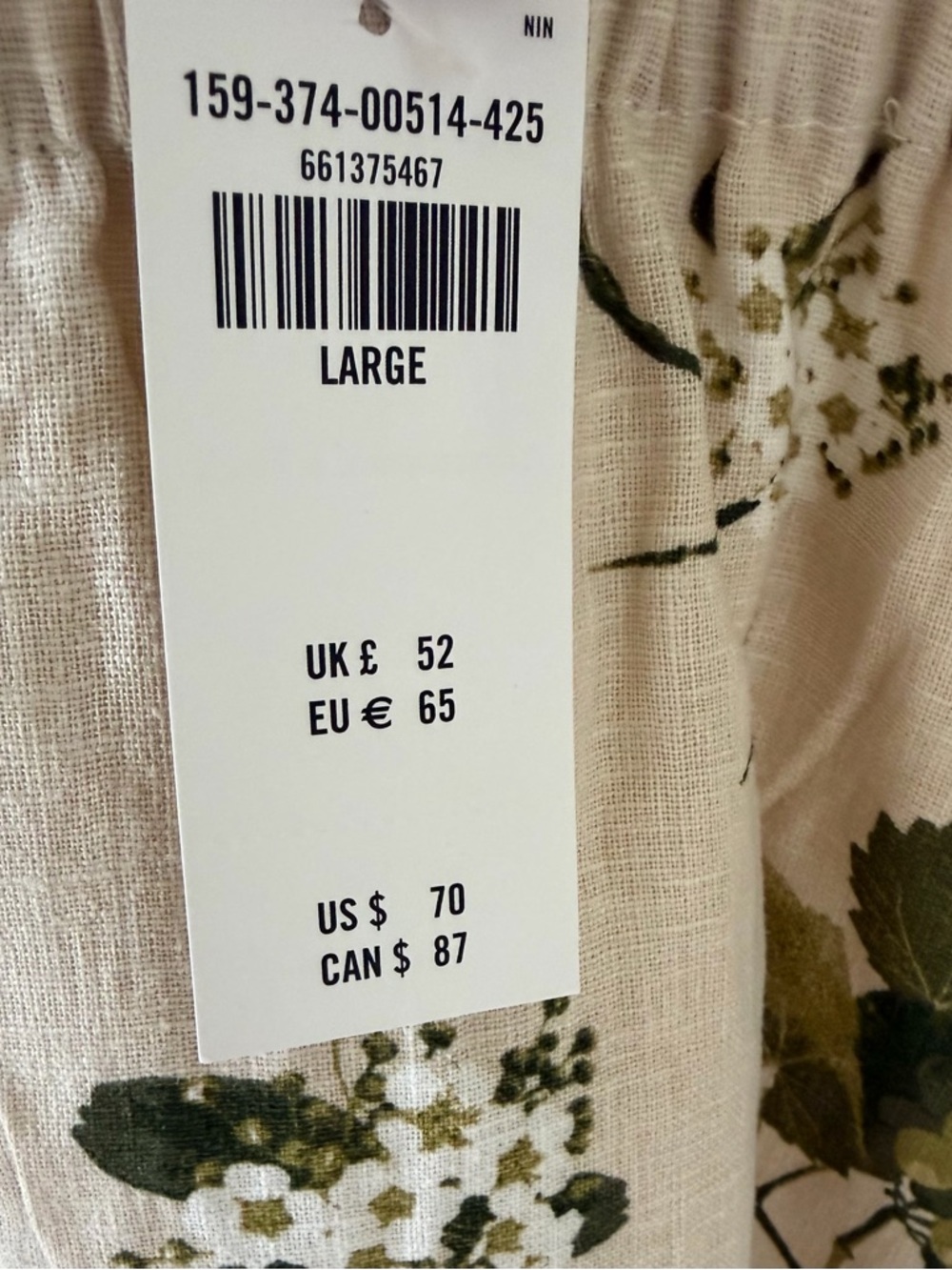 NWT Abercrombie & Fitch Linen Button Skort Mini Dress in Tan Fruit Pattern - L - Picture 8 of 8